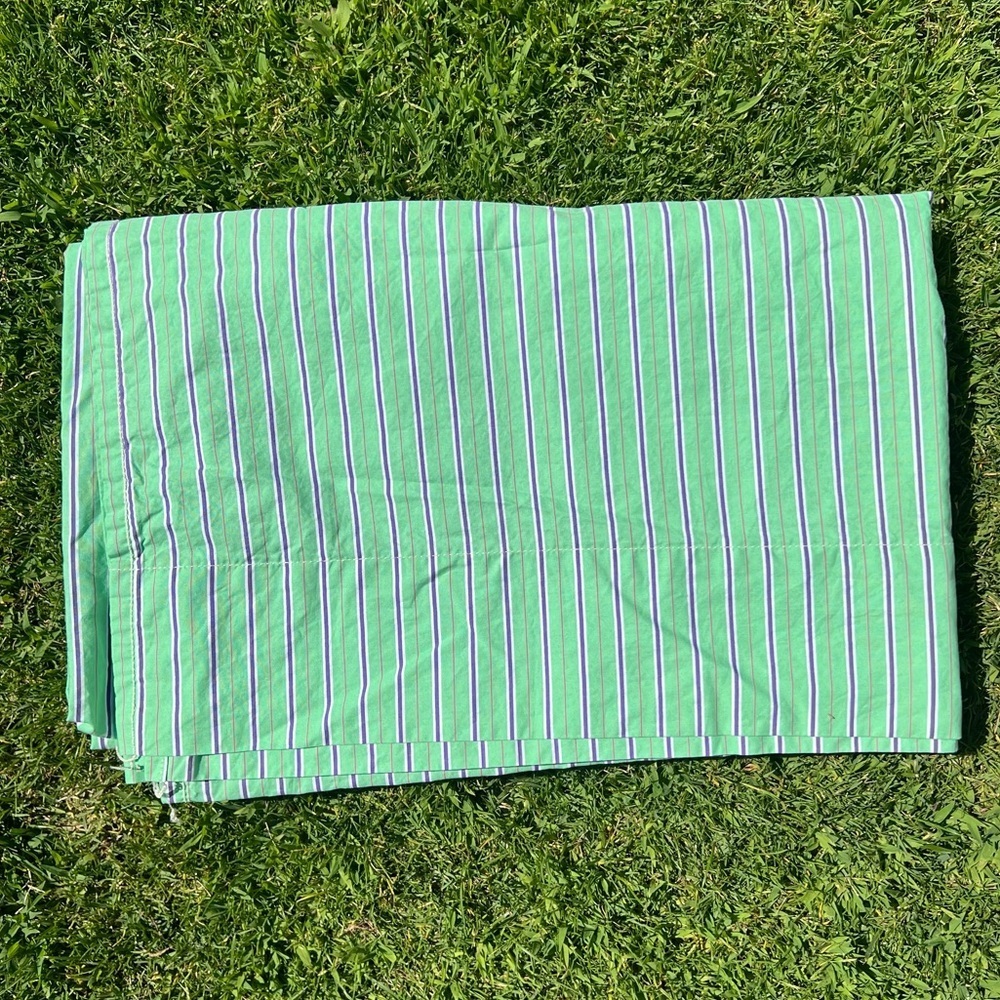 Vintage Ralph Lauren Hampton Beach Club Striped Flat Sheet Twin Italy GUC